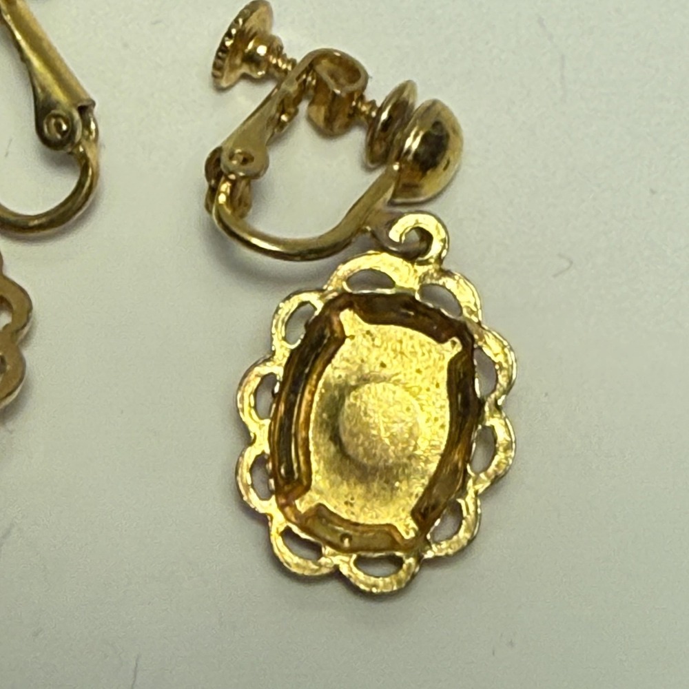 Vintage Eastern Star‎ Masonic Screw Back Dangle Earrings Gold Tone Enamel Women - Picture 6 of 8